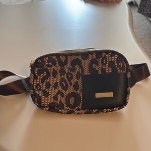 Leopard Print Belt Bag with Black Accent